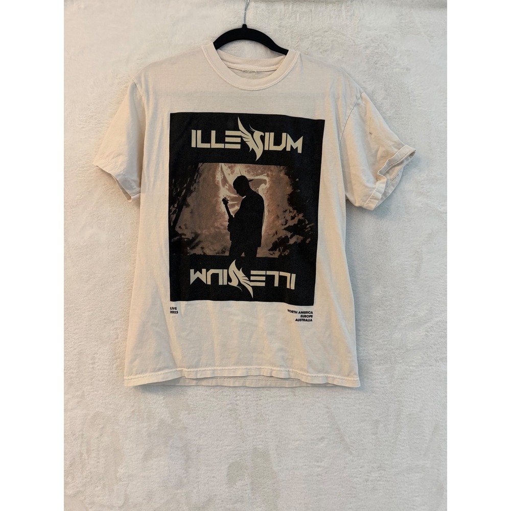 Illenium Live 2023 World Tour T-Shirt Mens Medium Cream EDM Concert Graphic Tee